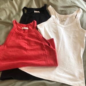 3 Madewell audio tank tops black, cream, and (papaya)orange. Size small.